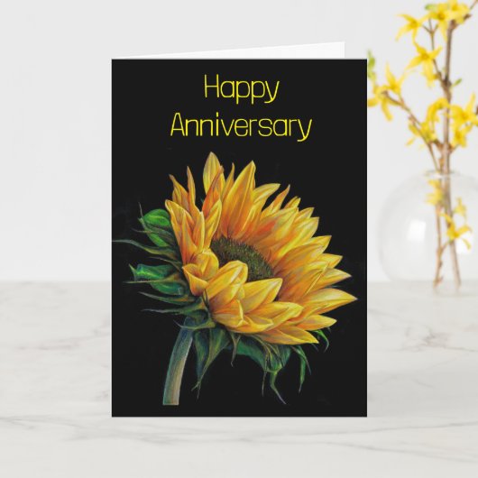 CARTE HEUREUX **ANNIVERSAIRE** (Fleur jaune)