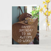 CARTE HEUREUX *ANNIVERSAIRE* À UN FAVORIT *COTRAVAILLEUR (Fleur jaune)