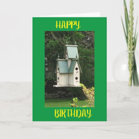 CARTE HEUREUX "ANNIVERSAIRE" BIRDHOUSE POUR VOUS! (Devant)
