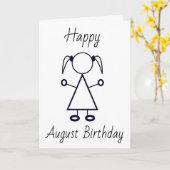 CARTE HEUREUX ***ANNIVERSAIRE D'AOÛT**** À LA JEUNE FILL (Fleur jaune)