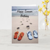 CARTE ***HEUREUX ANNIVERSAIRE D'ÉTÉ**** STYLE DE PLAGE (Fleur jaune)