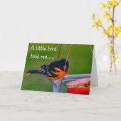 CARTE **HEUREUX ANNIVERSAIRE** DIT BIRDIE (Fleur jaune)