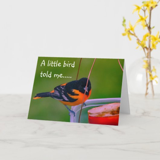 CARTE **HEUREUX ANNIVERSAIRE** DIT BIRDIE (Fleur jaune)