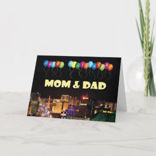 Carte HEUREUX ANNIVERSAIRE MOM & DAD Las Vegas Card