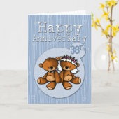 Carte heureux anniversaire ours - 38 ans (Fleur jaune)