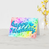 Carte heureux anniversaire : rainbow paisley : (Fleur jaune)