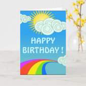 CARTE "HEUREUX" ANNIVERSAIRE" RAINBOW SKY (Fleur jaune)