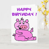 CARTE "HEUREUX ANNIVERSAIRE" SILLY PIGGY (Fleur jaune)