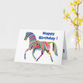CARTE "HEUREUX ANNIVERSAIRE" WAVY RAINBOW HORSE (Fleur jaune)