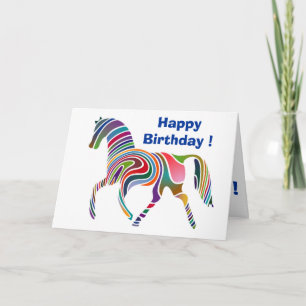 CARTE "HEUREUX ANNIVERSAIRE" WAVY RAINBOW HORSE