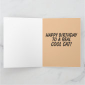 CARTE HEUREUX CHAT D'ANNIVERSAIRE PORTANT LE HAUT DU CHA (Intérieur)