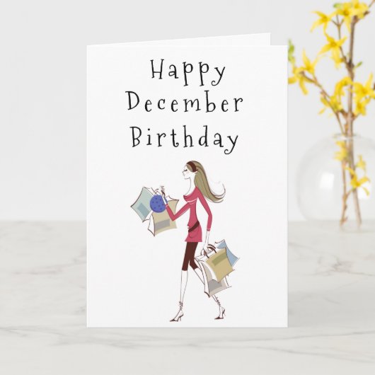 CARTE HEUREUX ***DÉCEMBRE*** ANNIVERSAIRE POUR **HER** C (Fleur jaune)