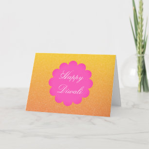Carte Heureux Diwali Gold Pink Elegant Greeting