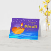 Carte Heureux Diwali pour papa, Diya et Stars (Fleur jaune)