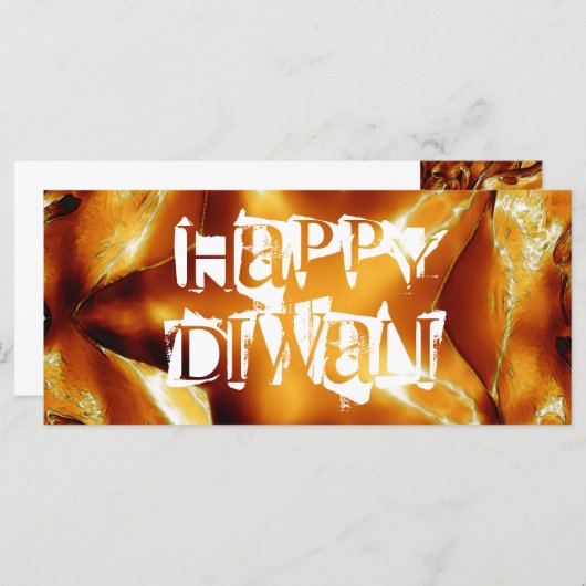 Carte Heureux Diwali Salutation or cuivre brillant étoil (Devant / Derrière)