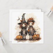 Carte heureux enfants halloween (Devant/Arrière en situation)