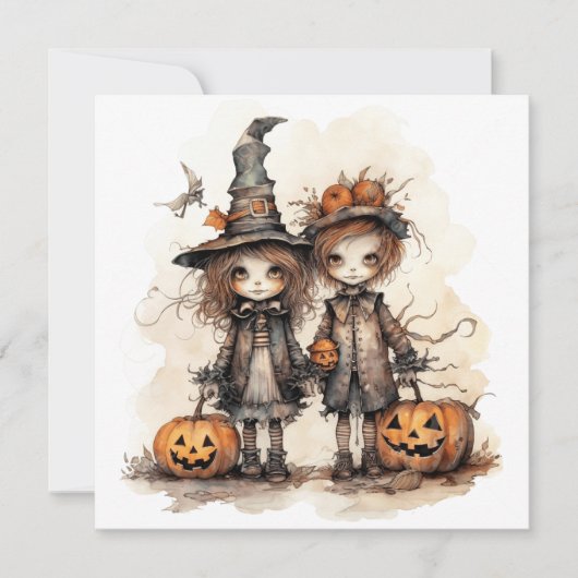 Carte heureux enfants halloween (Devant)