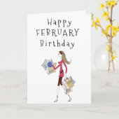 CARTE HEUREUX ***FÉVRIER*** ANNIVERSAIRE POUR **ELLE** C (Fleur jaune)