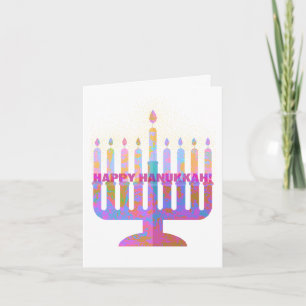 Carte Heureux Hanoukka Pink Menorah Photo