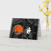 CARTE HEUREUX HANTÉE HALLOWEEN (Fleur jaune)