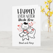 Carte Heureux Jamais Après Avoir Commencé Ici Mariage Fé (Fleur jaune)