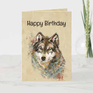 Carte Heureux Loup d'anniversaire, Loups poème Verse