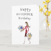 CARTE HEUREUX ***NOVEMBRE*** ANNIVERSAIRE POUR **HER** C (Fleur jaune)