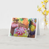 CARTE HEUREUX "PÂQUES" ET "PRINTEMPS" À ****MA VILLE*** (Fleur jaune)