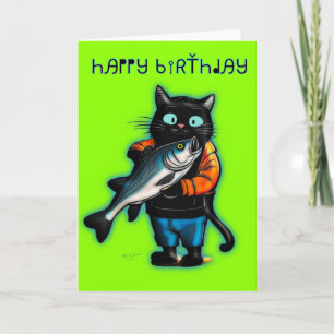 CARTE HEUREUX PÊCHEUR D'ANNIVERSAIRE
