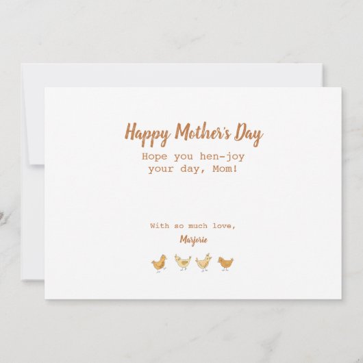 Carte Heureux que tu es ma mère Hen et les poules (Dos)