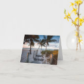 CARTE HEUREUX STYLE DE PLAGE "ANNIVERSAIRE" JUSTE POUR V (Fleur jaune)