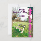 Carte Heureux Valentines Aquarelle Banc De Jardin Pour L (Devant)