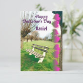 Carte Heureux Valentines Aquarelle Banc De Jardin Pour L (Debout devant)