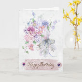 Carte Heureux voeux d'anniversaire (Fleur jaune)