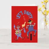 Carte Heureux voeux d'anniversaire Circus Clown (Fleur jaune)