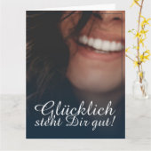 Carte Heureux vous va bien ! - Bleu (Fleur jaune)