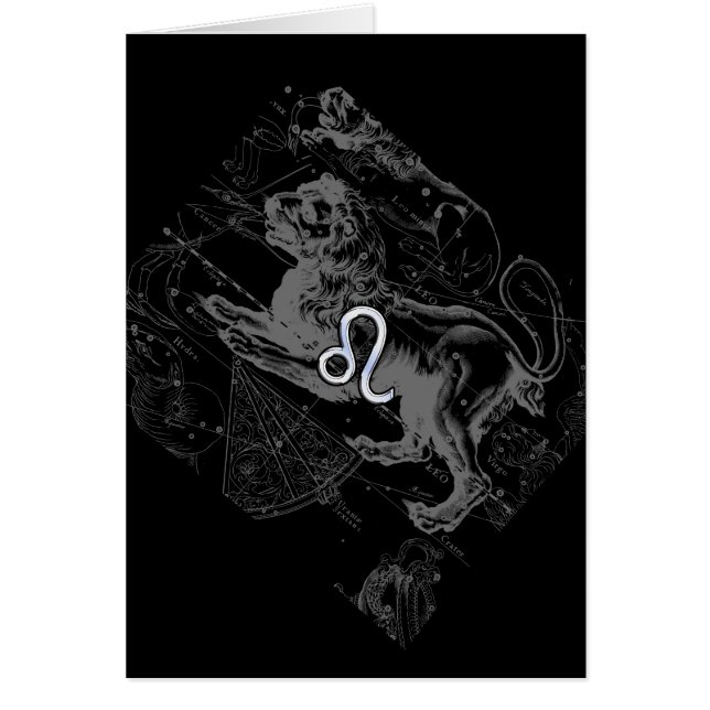 Carte Hevelius 1690 de zodiaque de Lion de style (Devant)