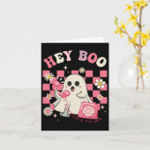 Carte Hey Boo Super mignonne Ghost Funny Halloween femme (Fleur jaune)