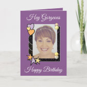 Carte Hey coeurs magnifiques étoiles photo violet annive (Devant)