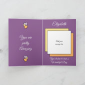 Carte Hey coeurs magnifiques étoiles photo violet annive (Intérieur)