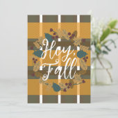 Carte Hey Fall à la couronne de verdure à carreaux (Debout devant)