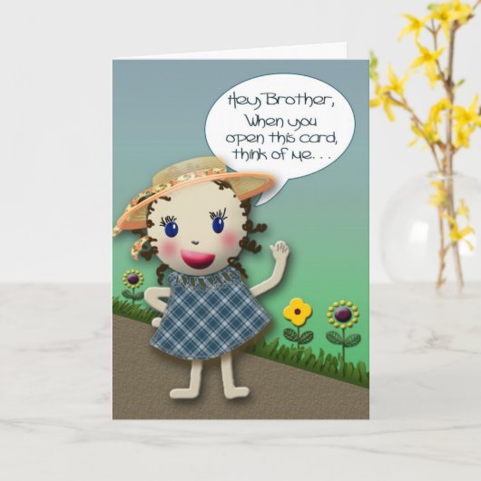 Carte Hey Frère - Anniversaire (Fleur jaune)