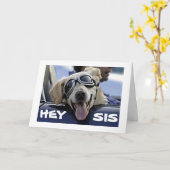 CARTE HEY ***SIS*** ONT UN ANNIVERSAIRE COOL DU CHIEN CO (Fleur jaune)