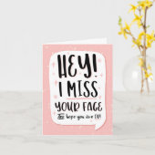 Carte HEY! Tu me manques et j'espère que tout va bien ! (Fleur jaune)