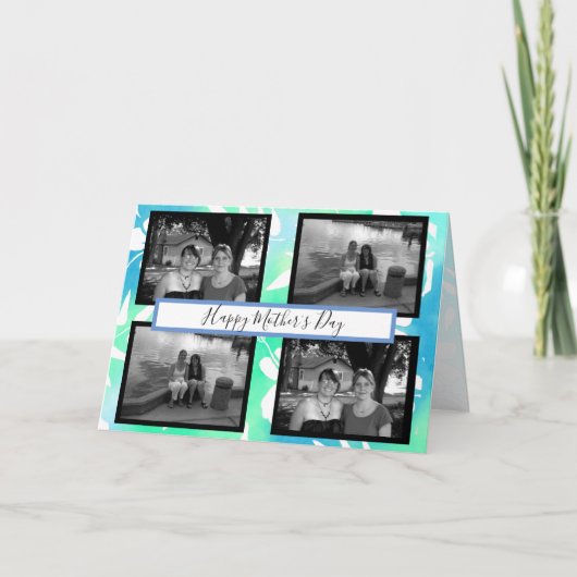 Carte Hibiscus bleu et photos de la fête des mères (Devant)