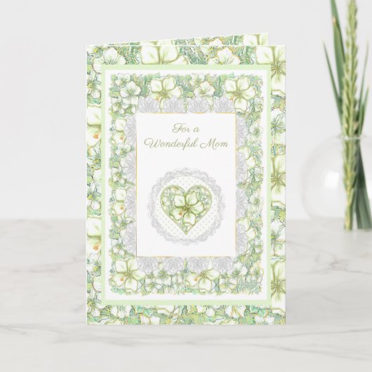 Carte Hibiscus & dentelle BLANC (Devant)