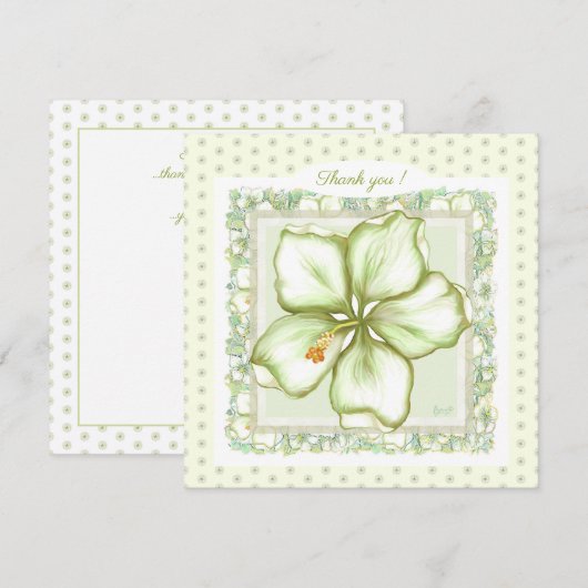 Carte Hibiscus & dentelle BLANC (Devant / Derrière)