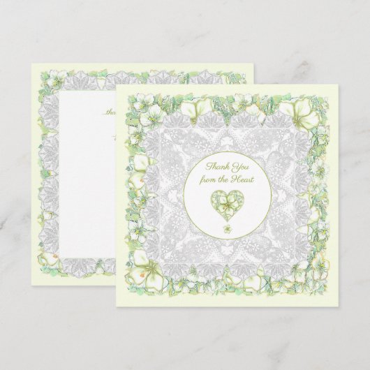 Carte Hibiscus & dentelle BLANC (Devant / Derrière)