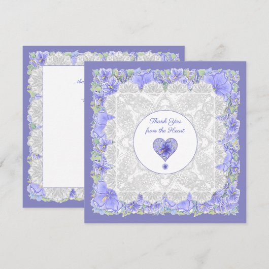 Carte Hibiscus & dentelle BLEU (Devant / Derrière)