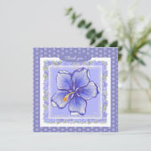 Carte Hibiscus & dentelle BLEU (Debout devant)